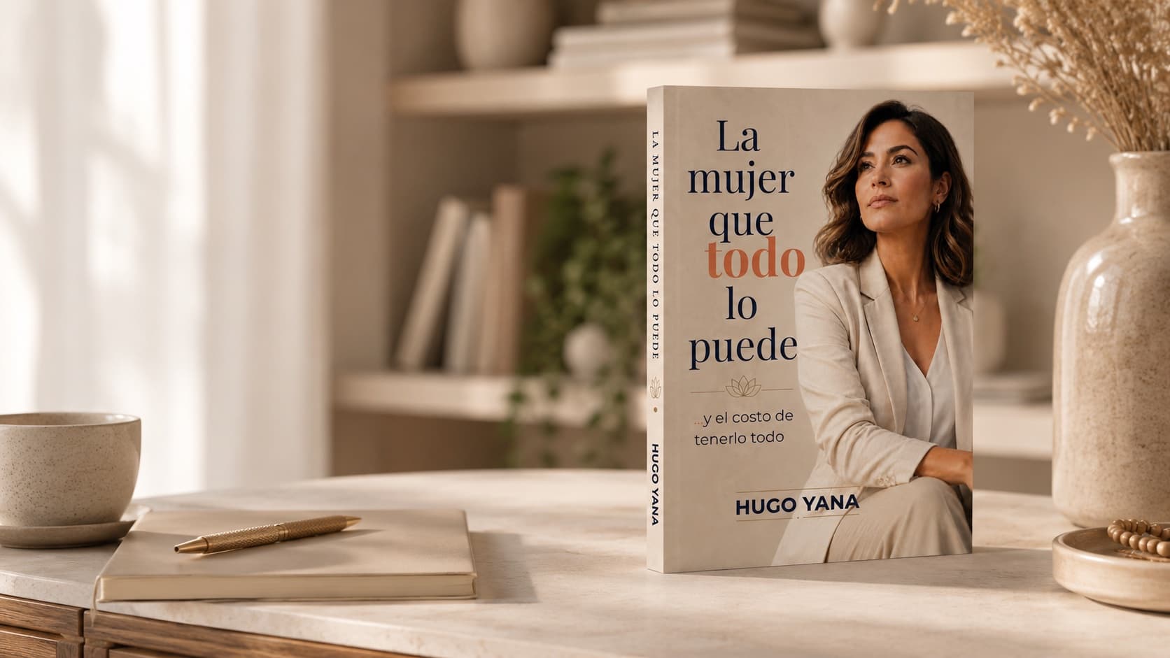 Portada, lomo y contraportada del libro La mujer que todo lo puede, de Hugo Yana.
